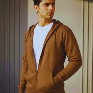 zipper hoodie ( camel )