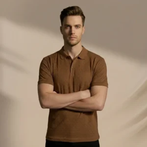 Home texture polo ( camel )